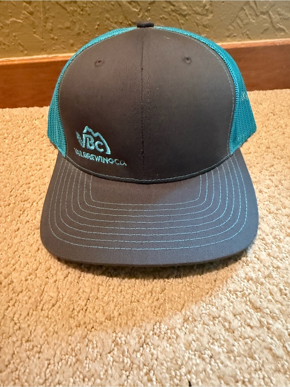VBC Vail Brewing Co. Men's Gray and Teal Mesh Trucker Hat